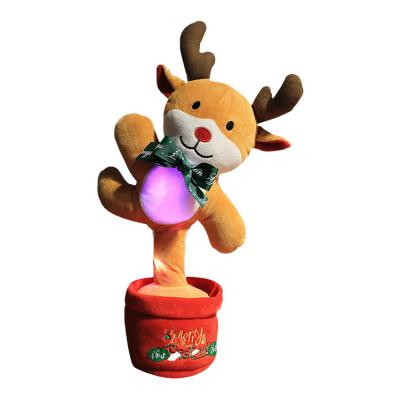 China Eco-Friendly Santa Claus Snowman Children Stuffed Reindeer Doll Christmas Singing Deer Electronic Toy Stuffed Animal for sale