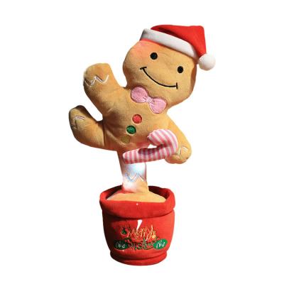 China Eco-Friendly Christmas Toy Electronic Shake Dancing Elk Doll With Song Cute Plush Gingerbread Man Early Childhood Education Toy for sale