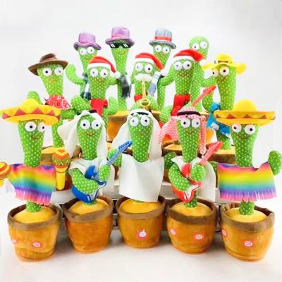 China Eco-friendly Materials 32 cm Electric Shake Soft Plush Stuffed Dancing Cactus Toy, New Stirring Person Singing Music Dancing Talking Cactus for sale