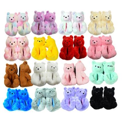 China Fashion Trend One Size Home Plush Fur Slippers Female Winter Warm Indoor Animal Shoes All Color Home Teddy Bear Slippers For Women Girls for sale