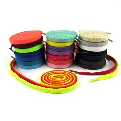 China Hot Seller 8mm Flat Polyester Premium Flat Custom Sneaker Shoe Laces Colorful Decorative Laces Decorative Laces for sale