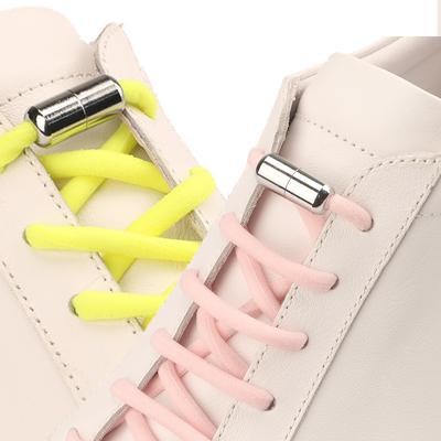 China Flat Colored Flat Lazy Semicircle Capsule Sneakers Lace 5mm Elastic Lace With Metal Screw Lock Buckle Fast No Tie Laces for sale