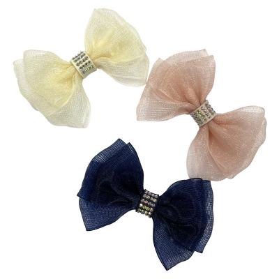 China Shoe Clips Lace Bow Leather Shoe Brooch Clips Handmade Silk Girls and Crystal Lady Shoe Charms Decorative Accessories for sale