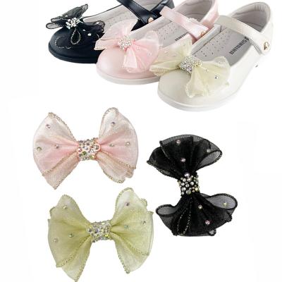 China Korean Handmade Shoe Clips Shoe Charm Version Flower DIY Rhinestone Metal Shoe Clips Chiffon Bow Girl Princess Shoes Charm Alice Accessories for sale