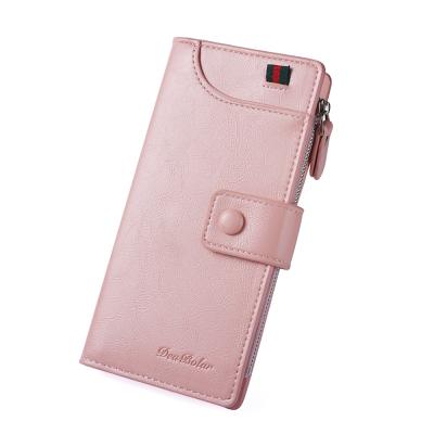 China Waterproof Hot Multifunctional Multi-card Slot Bag Long Clutch Buckle Zipper Purse For Women for sale