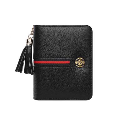 China Waterproof Women's Short Zipper Coin Purse Multi-Card Tassel Pocket Purse for sale