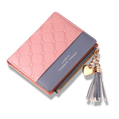 China Anti-theft Wallet 2021 Women's Mini Short Multi-position Tassel Pendant Slim Credit Card Clip for sale