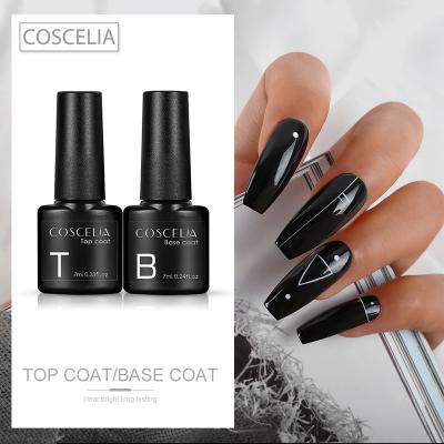 China Quick Drying Easy Apply COSCELIA Nail 7ml High Quality Base Coat Top Coat For Nail Art Beauty Clear Color No Wipe OEM Logo Custom Private Label for sale