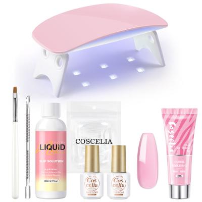 China COSCELIA Fashionable Professional Gel Nail Kit 6 Colors Poly Nails Art Beauty Decoration With LED Lamp US Warehouse Free Shipping for sale