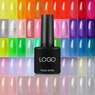 China Quick Dry Private Label Nail Color OEM UV Gel Soak Off Polish Empty Black Nail Art Beauty Decoration Gel Bottle Nail Polish for sale