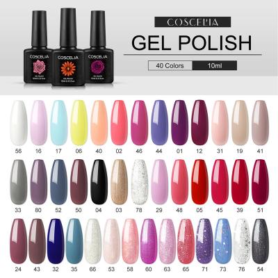 China Mixed Nail Art Salon Manicure Tool Custom Logo Create Your Own Brand Of Fashionable COSCELIA Professinal 40 Colors 10ml Gel Nail Polish Set for sale