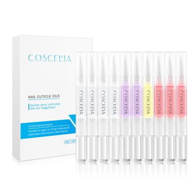 China Wholesale COSCELIA Quick Dry 13 Flavors Nail Polish Cuticle Oil Gallon Pen Nail Protect With Brush for sale