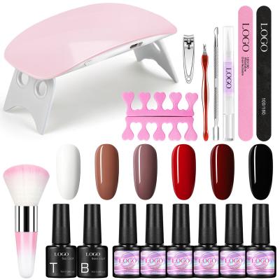 China Fashionable Hot Sale Gel Nail Polish Kit With UV LED Nail Lamp Private Label Manicure Tool Kit OEM LOGO Nail Gel Kit Full And Box packaging for sale