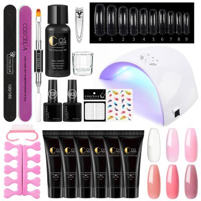 China Full Set Liquid Nail Extension Gel Polish Kit Fast Drying Acrylic Poly Gel Manicure Tools COSCELIA Poly Factory Full Kit OEM Logo Wholesale for sale