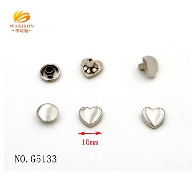 China Custom Made Eco-friendly / Duable Wakison Metal Heart Shape Factory Accessories Metal Rivet For Fashion Ladies Bags for sale