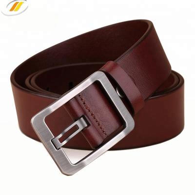 China Custom Made Good Quality Genuine Leather Pin Buckle Business Men Genuine Leather Belt for sale