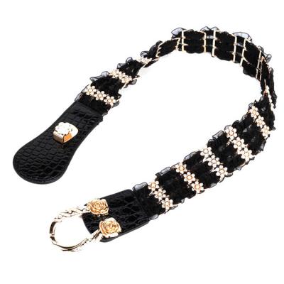 China Custom Popular Black Beaded Leather Belt PU Leather Belt For Women Wholesale for sale