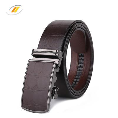 China Cowhide Men Rachet Automatic Buckle Genuine Leather Belt for sale