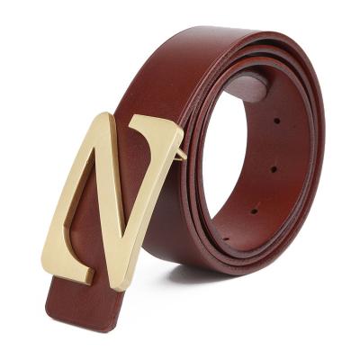 China Fashion letter pure copper buckle Italy imported manufacturers high-grade belt for sale