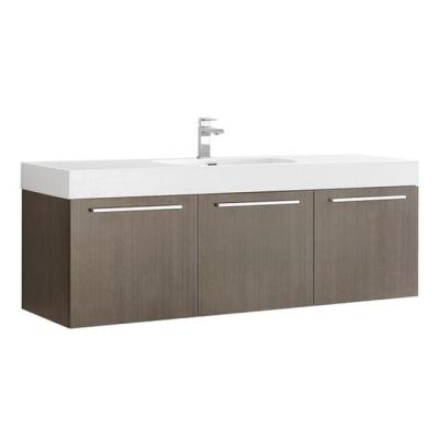 China Environmental Friendly China Made Modern Bathroom Vanity Plain Gray High End Single Bathroom for sale