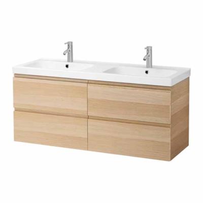 China Latest Design Environmentally Friendly Freestanding Wall Mount Double Sink Modern Bathroom Vanity for sale