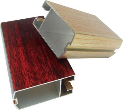 China Windows Durable Extruded Wood Grain Aluminum Extrusion Profiles For Window And Door for sale