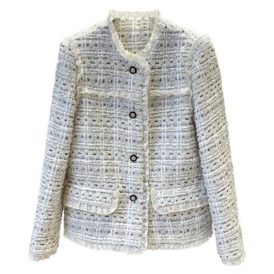 China Anti-wrinkle [ODM 6208 OEM] custom high quality ladies new coat women tweed jacket printing elegant luxury woman for sale