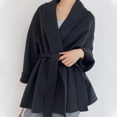 China Anti-wrinkle Anfeiouna high quality cardigan women winter cashmere long coated spring Autumn Lamb Wool Coat for sale