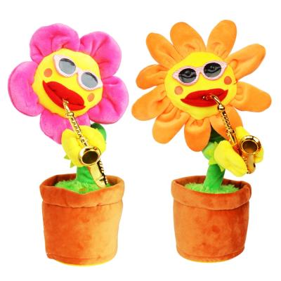 China Promotional or Gift Custom Talking Music Sunflower Plush Butterfly Toy Stuffed DOLL for sale