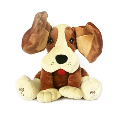 China Musical Doll Plush Stuffed Animals Dog Peek Promotional Educational Gift or Gift Stuffed Plush Toys for Children for sale