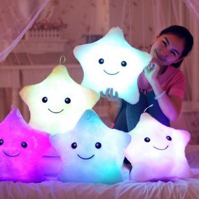 China Promotional Or Gift Star Cushion Colorful Glowing Pillow Plush Led Light Toys Gift for sale