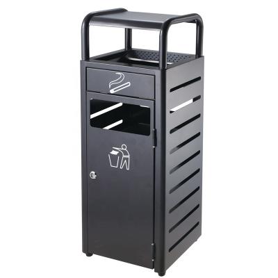 China Street Vending Community Hot Black Trash Can Top Metal Ashtray Outdoor Trash Can for sale