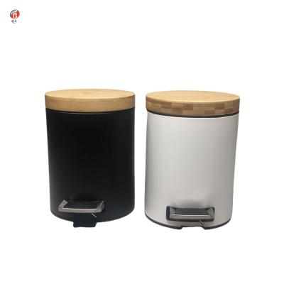 China Household Elegant Style Sustainable Slim Lid Around Foot Pedal Waste Bin For Kitchen for sale