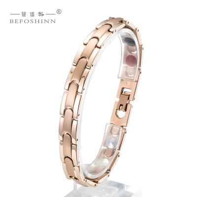 China Wholesale Rose Gold Titanium Therapy Health Care Magnet Bracelet Titanium+Negative Ion Fashion Magnetic Bracelet For Men for sale