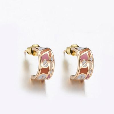 China FASHIONABLE Factory New Design Stainless Steel New Factory Custom Enamel Design Women Stud Earrings For Enamel Jewelry for sale