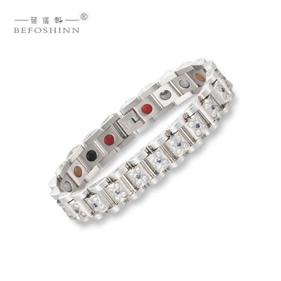 China Stainless steel+Negative ion customized far infrared titanium energy magnetite germanium bracelet with Japanese factory price for sale