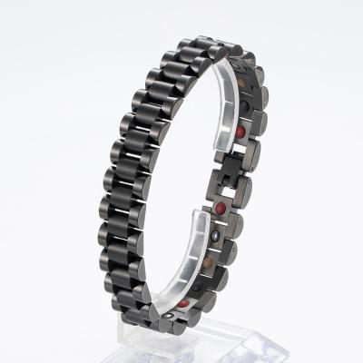 China Japanese Far Infrared Anion Men's Stainless Steel + Negative Germanium Stainless Steel Health Magnetic Black Watch Chain for sale