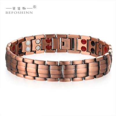 China 316 Fashion 99% Pure Red Copper Arthritis Bracelet Hot Selling Stainless Steel +Negative Ion Magnetic Copper Bracelet For Men for sale