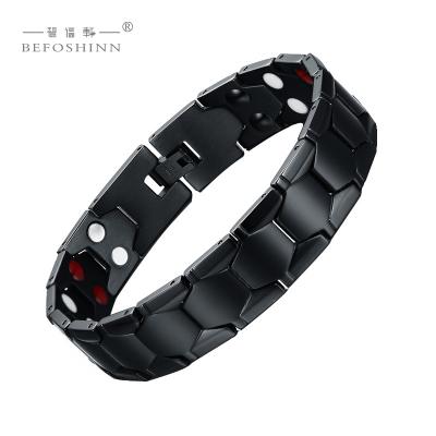 China Magnetic Stainless Steel+Negative Ion Couple Bracelet Stainless Steel Men's Holographic Energy Stone Bracelet for sale