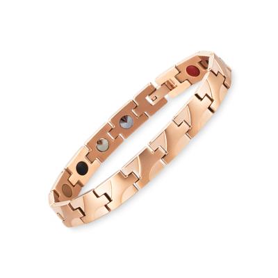 China Japan Hot Sale Titanium+Negative Ion Rose Gold Titanium Germanium Magnetic Teen Healthy Bracelets For Women for sale