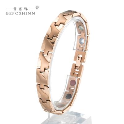 China Wholesale Fashion Korean Multi-functional Rose Gold Magnetic Silver Titanium+Negative Ion Spot Germanium Titanium Bracelet for sale