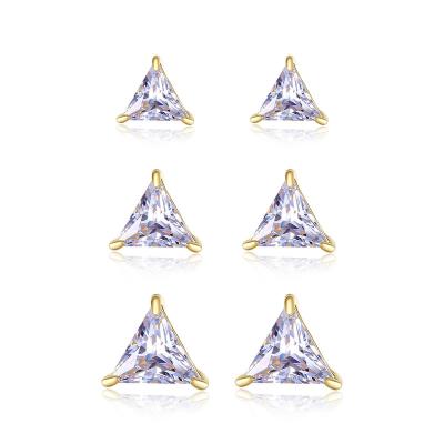 China CLASSIC Zirconia Women's Minimalist Jewelry Personalization 18k Gold Plated 925 Silver Triangle Stud Earrings for sale