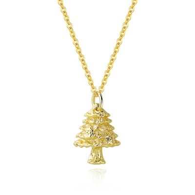 China TRENDY 925 Sterling SilverJewelry Christmas Tree Pendant 18K Gold Plated Chocker Women Necklace for Christmas Gift for sale