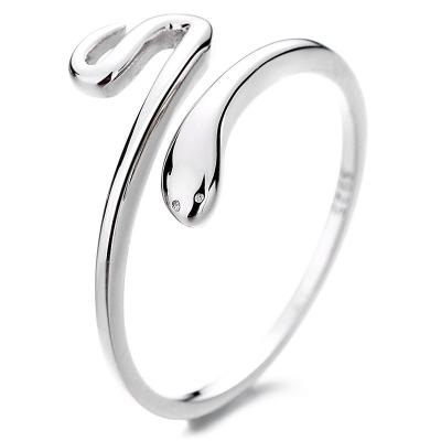 China TRENDY 925 Sterling Silver Platinum Plated Adjustable Ring Plain Silver Snake Ring Teenage Women Fashion Jewelry for sale