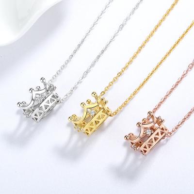 China TRENDY S925 Crown Pendant Necklace AAA Zircon Platinum Plated Fashion Jewelry For Women for sale