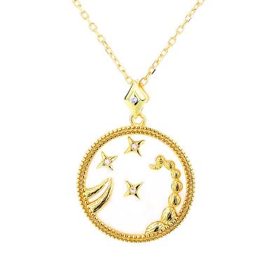 China TRENDY Elegant 12 Zodiac Sign Necklace Pendant Astrology Necklaces  925 Sterling Silver Zircon Women Jewelry for sale