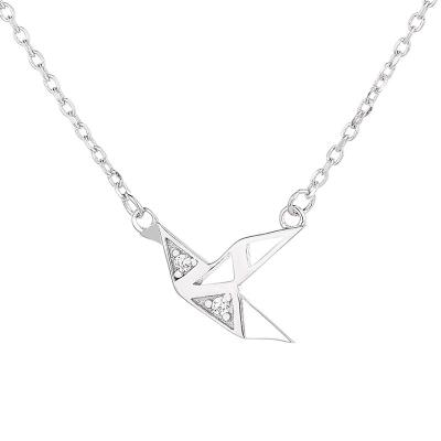 China TRENDY Origami Crane Necklace Animal Jewelry S925 Zircon Bird Pendant Jewelry Wholesale for sale