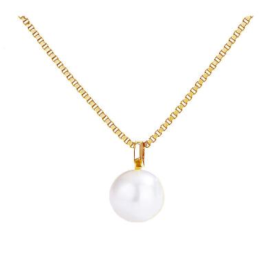 China TRENDY Elegant 925 Silver Women Box Chain  Choker Fresh Water Pearl Pendant Necklace Jewelry Gift for girls for sale