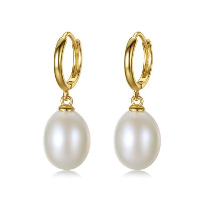 China CLASSIC Simple 925 Sterling Silver White Dangle Fresh Water Pearl Stud Earring  Elegant Jewelry For Women for sale