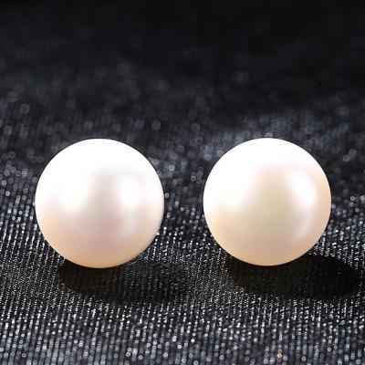 China CLASSIC Classic 925 Silver Ear Post 6MM 8MM 10 MM Fresh Water Pearl Stud Earring Minimalist Jewelry Wholesale for sale